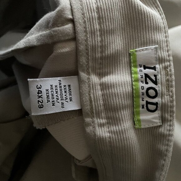 Izod Perform X Mens SZ 34 x 29 Light Beige Flat Front Straight Leg Golf Pants - Picture 8 of 10